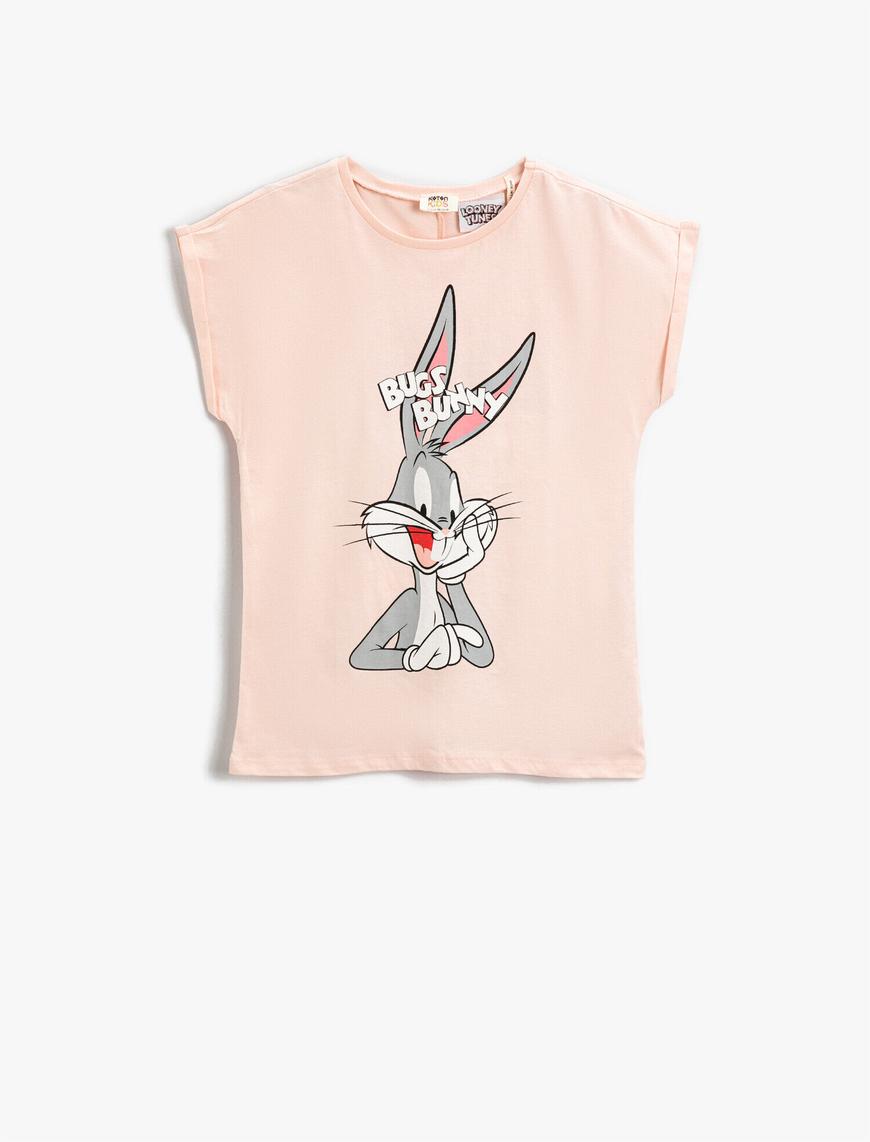  Kız Çocuk Bugs Bunny Lisanslı Baskılı Tişört Pamuklu
