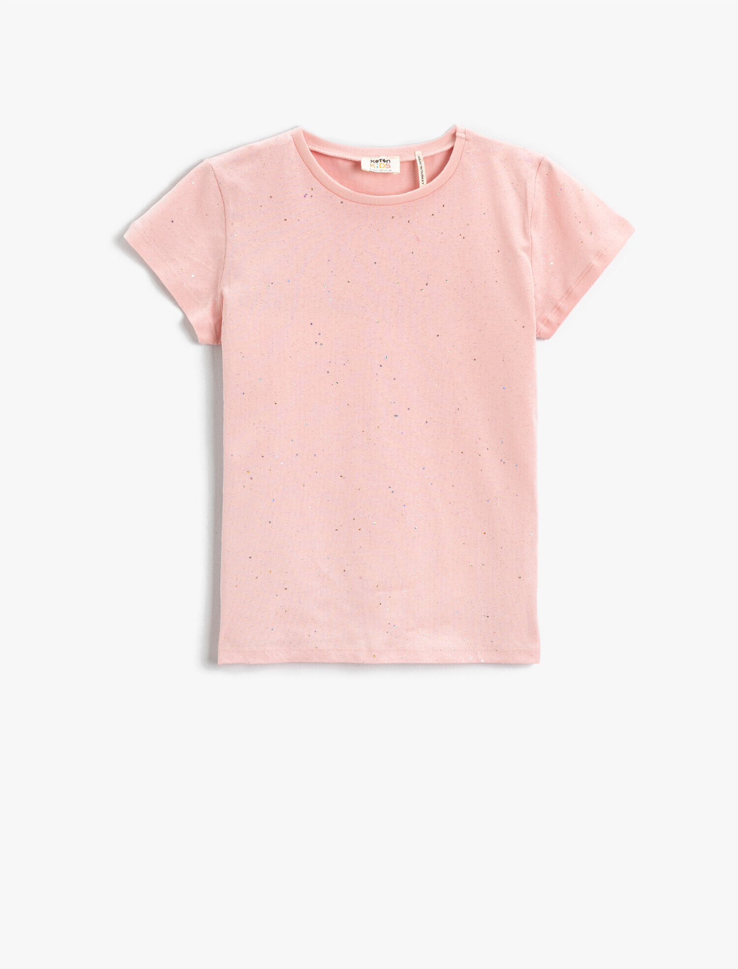  Kız Çocuk Baskılı Kısa Kollu Tişört Pamuklu Bisiklet Yaka