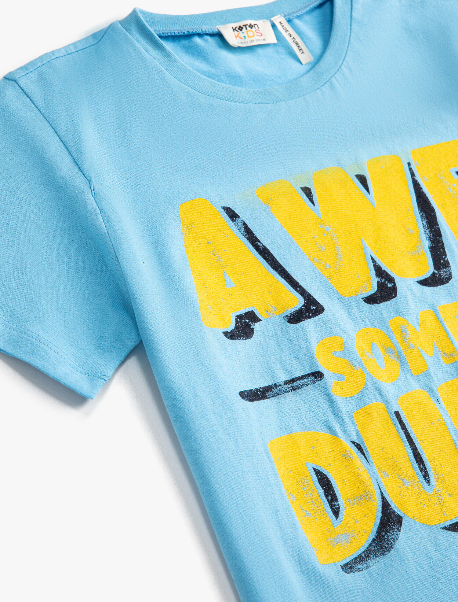  Erkek Çocuk Slogan Baskılı Kısa Kollu Tişört Pamuklu