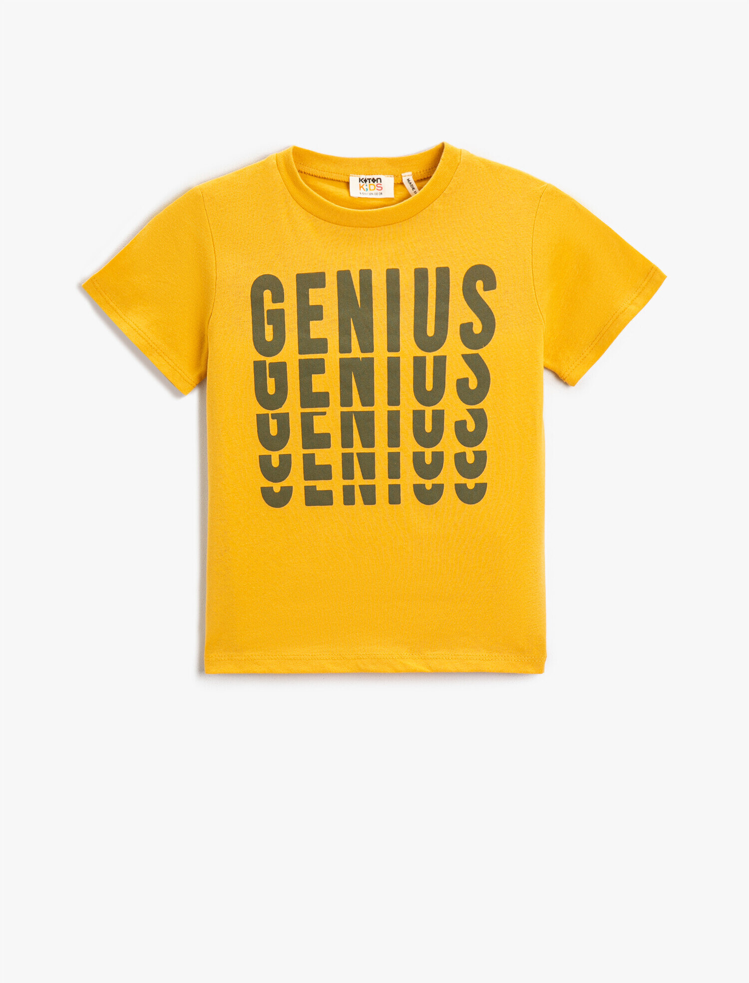  Erkek Çocuk Slogan Baskılı Kısa Kollu Tişört Pamuklu Bisiklet Yaka