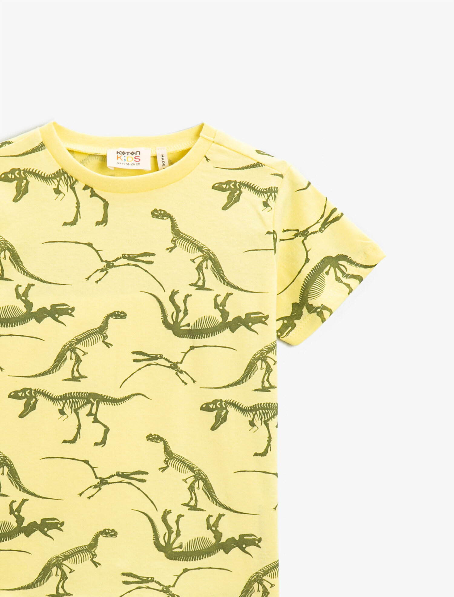  Erkek Çocuk Dinozor Baskılı Kısa Kollu Tişört Pamuklu