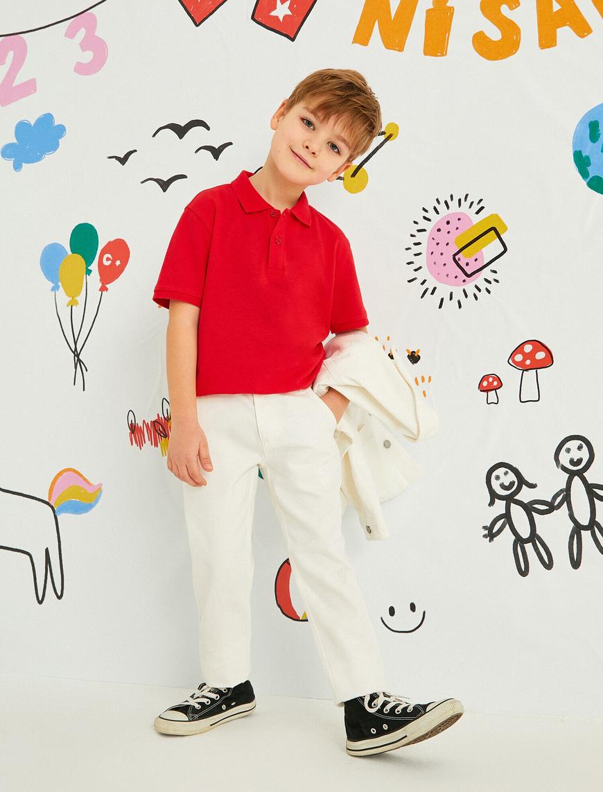  Erkek Çocuk Basic Kemerli Dokuma Pantolon