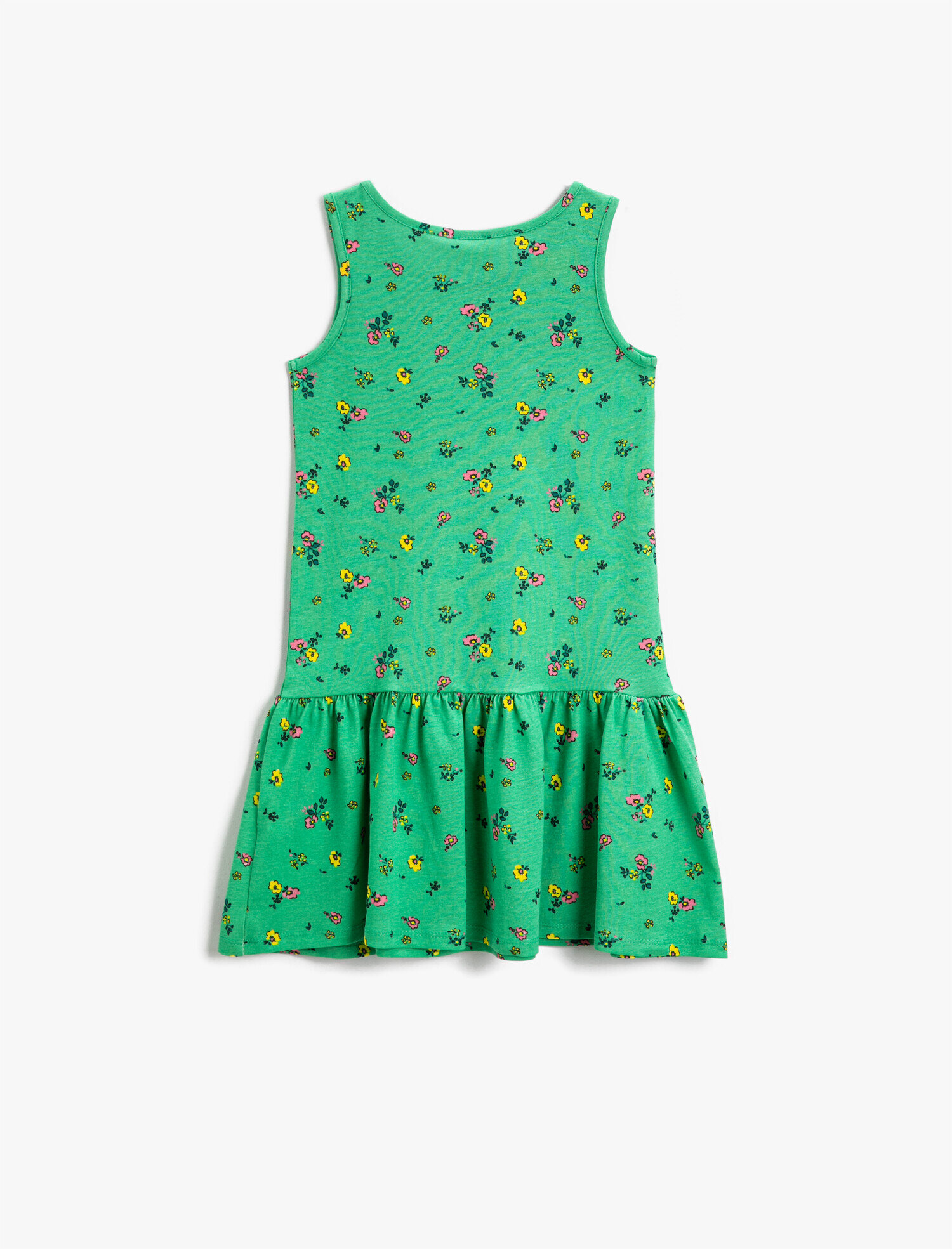  Kız Çocuk Elbise Çiçekli Kolsuz Pamuklu