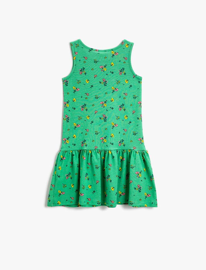 Kız Çocuk Elbise Çiçekli Kolsuz Pamuklu
