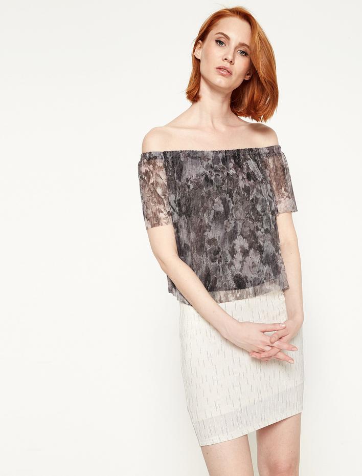  Omzu Açık Abiye Bluz