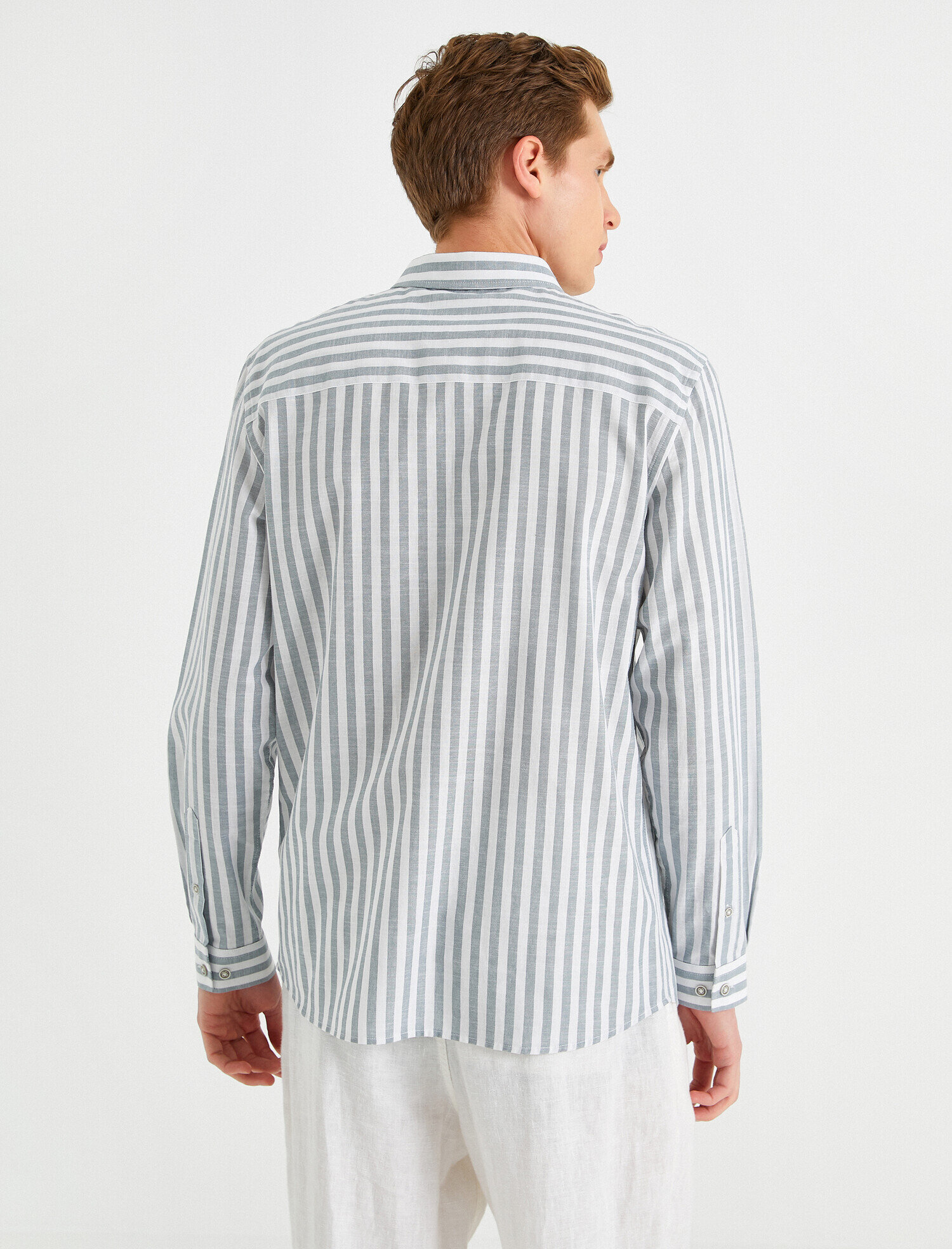   Spor Gömlek Çizgili Slim Fit