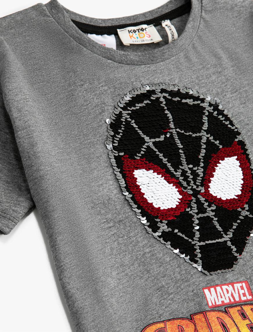  Erkek Çocuk Pullu Payetli Spiderman Lisanslı Tişört