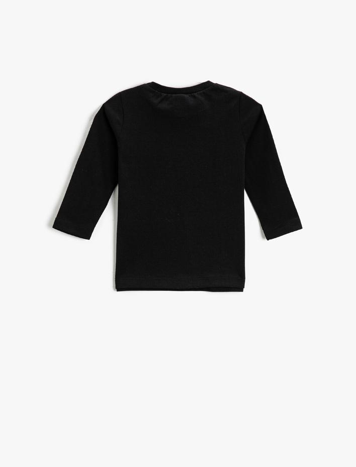 Erkek Bebek Yazı Baskılı Uzun Kollu Tişört Pamuklu