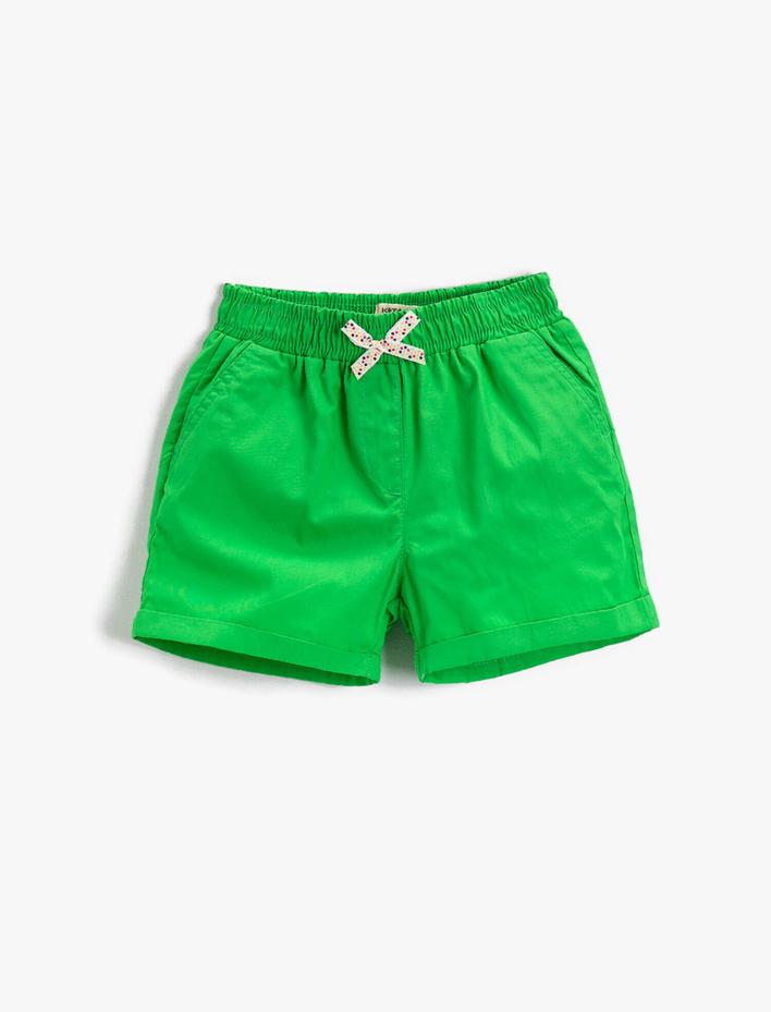 Kız Çocuk Basic Fiyonklu Şort Pamuklu