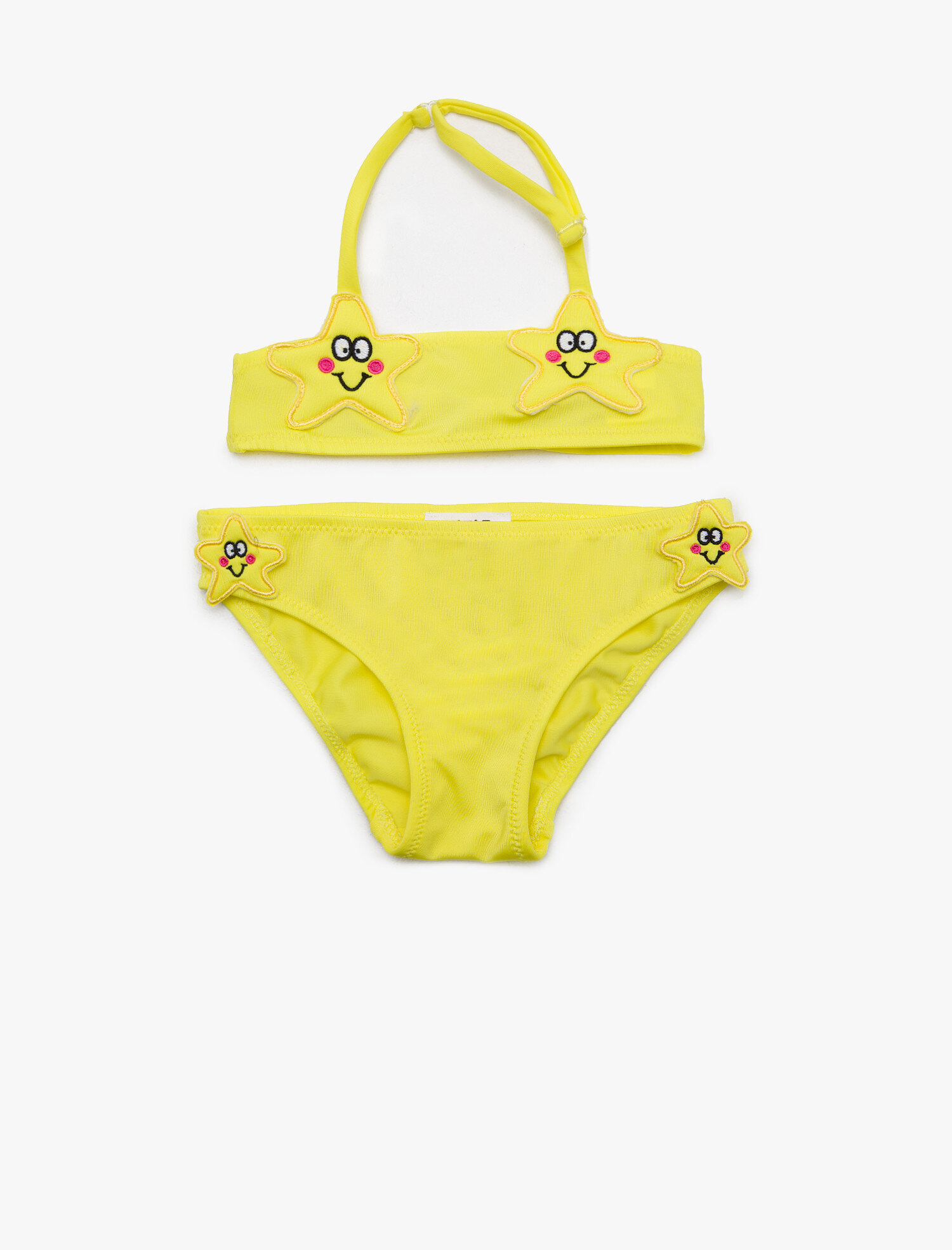 Kız Çocuk Bikini Takım 2 Parça Yıldız Aplike Detaylı