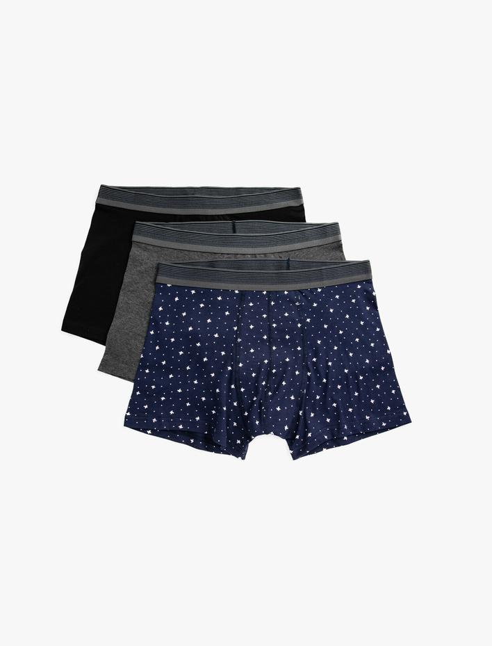  Pamuklu Basic 3'lü Boxer Seti