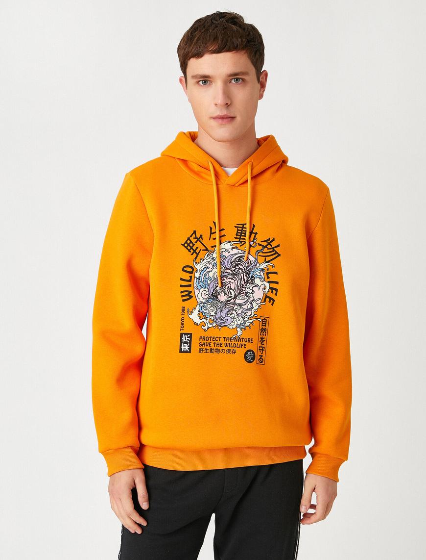   Kaplan Baskılı Kapşonlu Sweatshirt