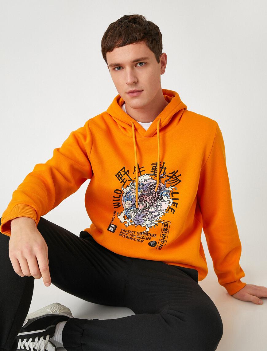   Kaplan Baskılı Kapşonlu Sweatshirt