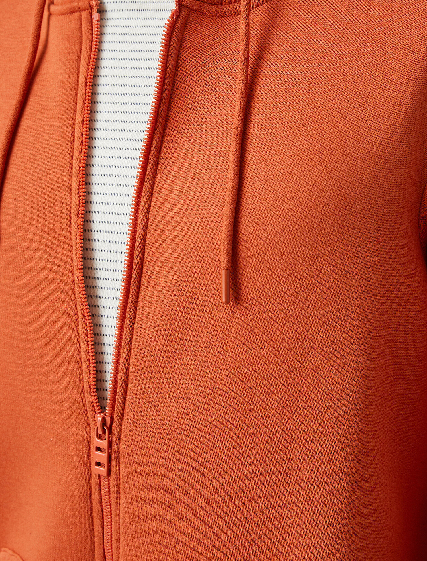   Kırçıllı Fermuarlı Kapüşonlu Sweatshirt