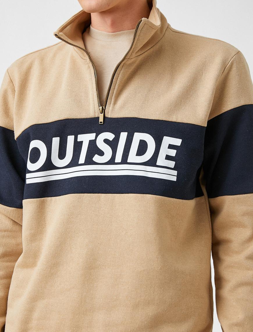   Baskılı Sweatshirt Dik Yaka