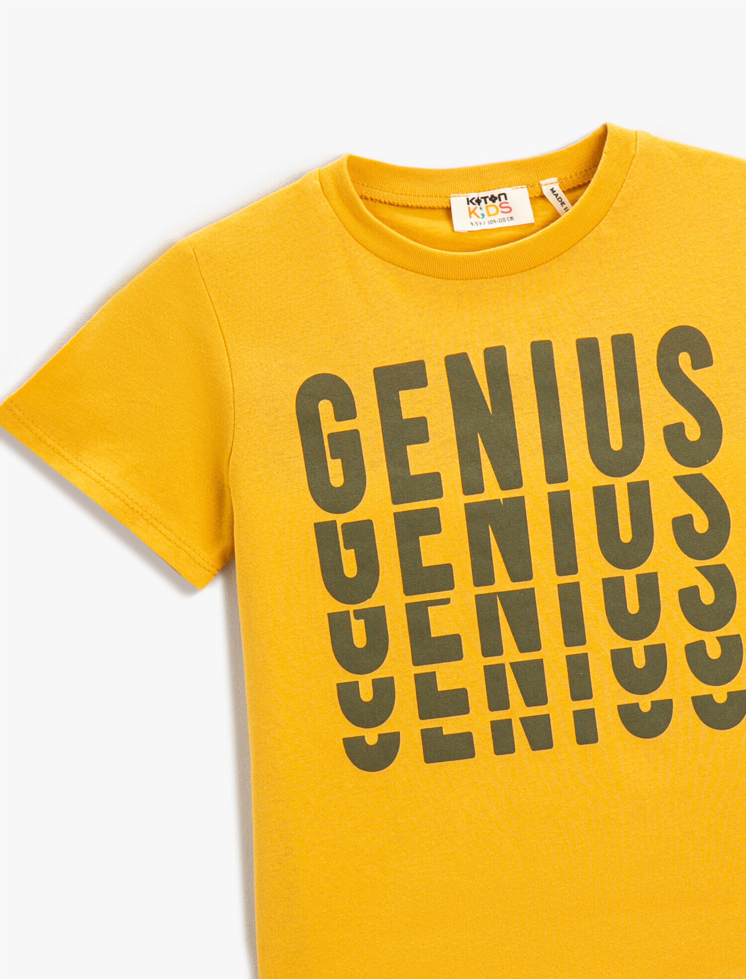  Erkek Çocuk Slogan Baskılı Kısa Kollu Tişört Pamuklu Bisiklet Yaka