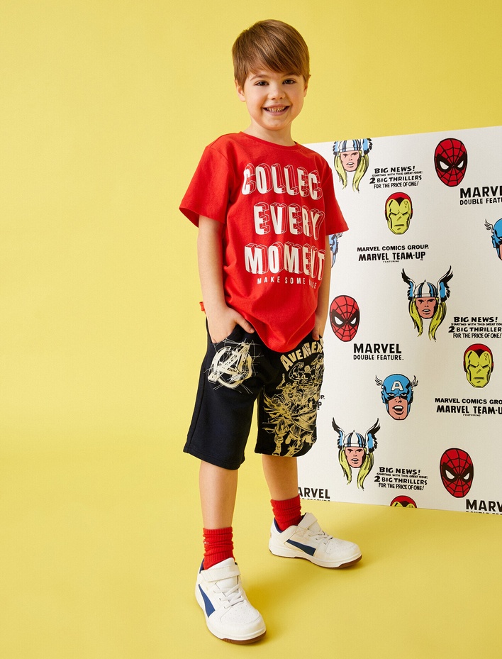 Erkek Çocuk Slogan Baskılı Kısa Kollu Tişört Pamuklu