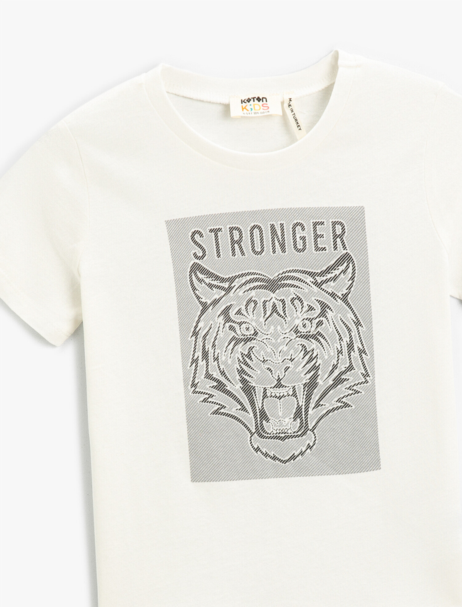  Erkek Çocuk Kaplan Baskılı Kısa Kollu Tişört Pamuklu