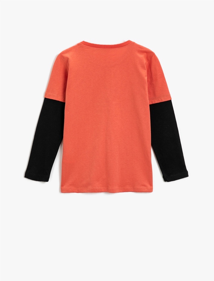 Erkek Çocuk Kaykay Baskılı Uzun Kollu Tişört Pamuklu