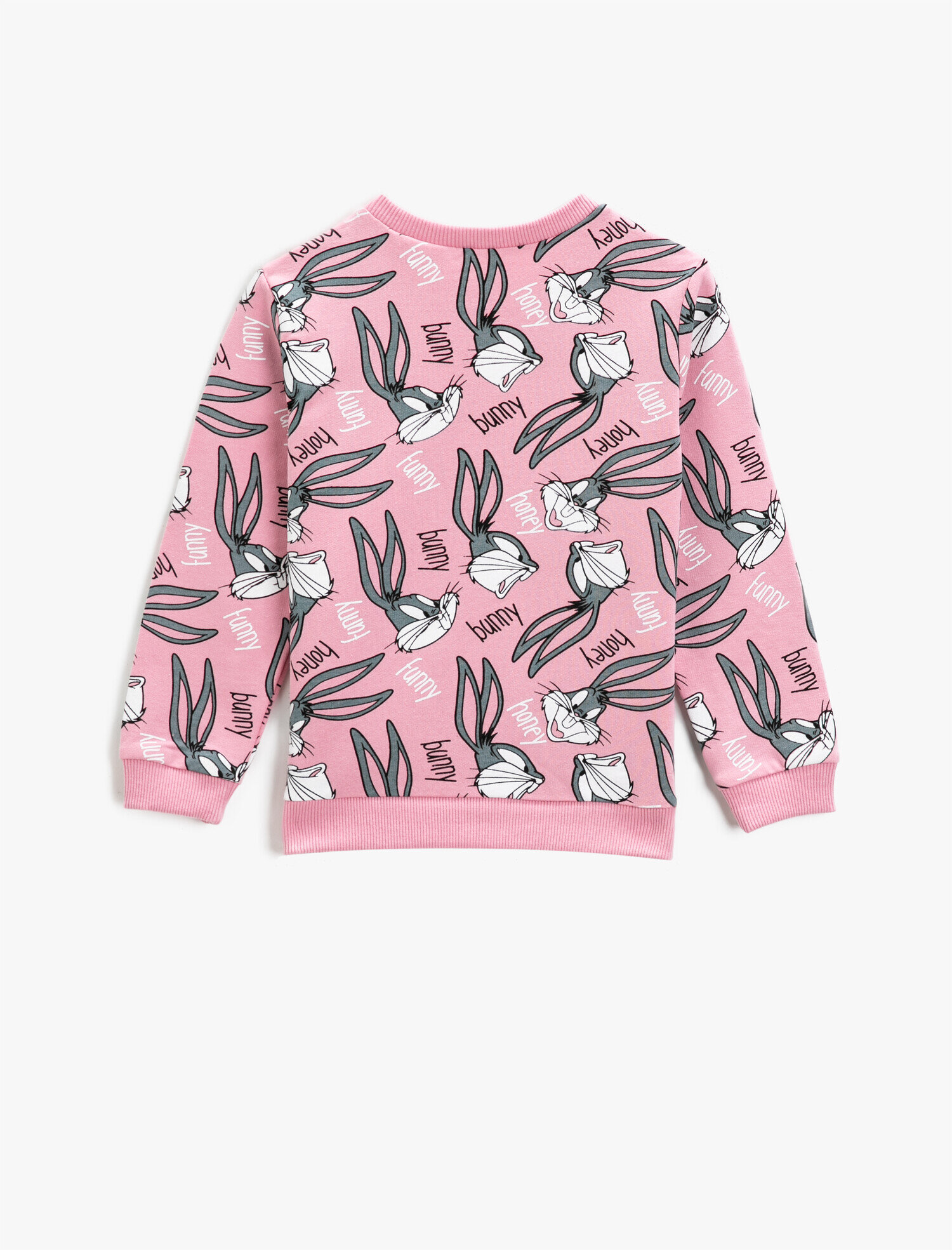  Kız Çocuk Bugs Bunny Lisanslı Baskılı Sweatshirt Bisiklet Yaka Pamuklu