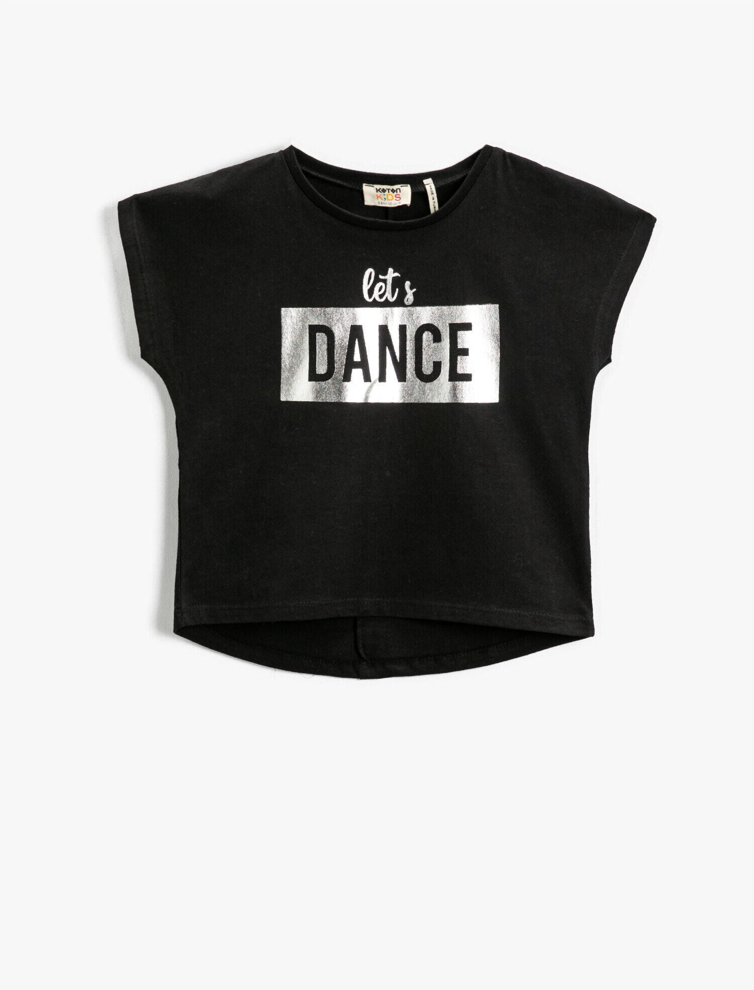  Kız Çocuk Slogan Baskılı Kısa Kollu Tişört Pamuklu