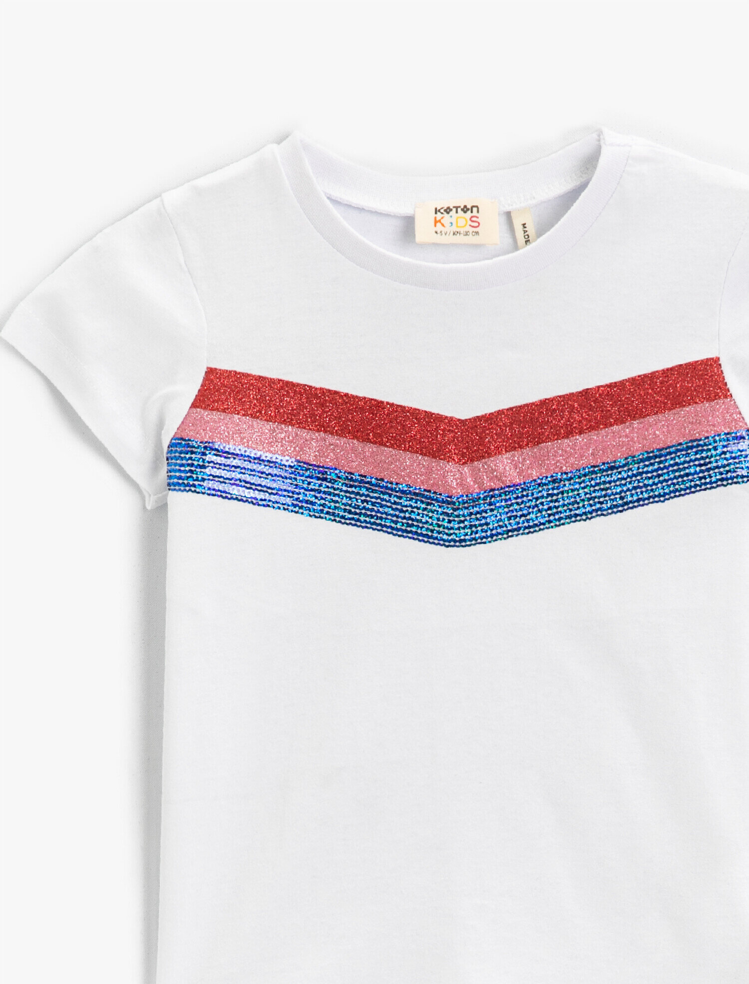  Kız Çocuk Pullu Payetli Kısa Kollu Tişört Pamuklu