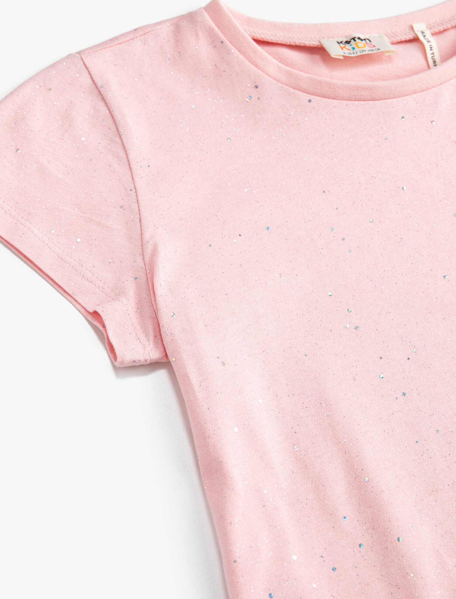  Kız Çocuk Baskılı Kısa Kollu Tişört Pamuklu Bisiklet Yaka