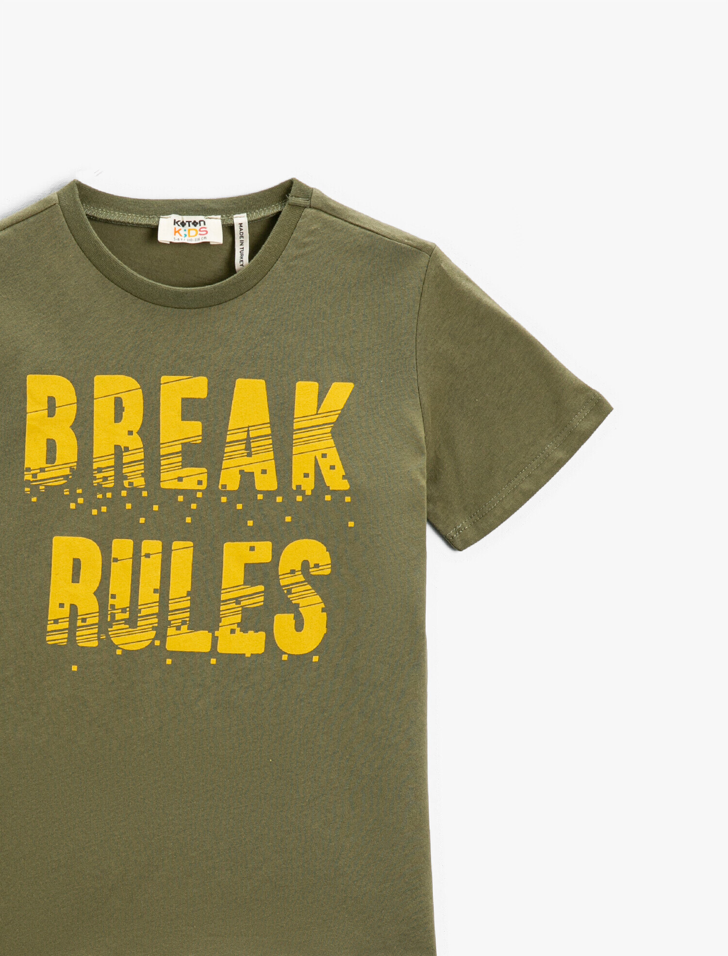  Erkek Çocuk Slogan Baskılı Kısa Kollu Tişört Pamuklu Bisiklet Yaka