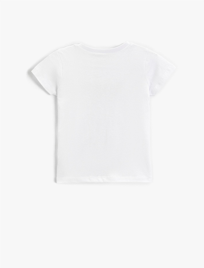 Kız Çocuk Pullu Payetli Kısa Kollu Tişört Pamuklu