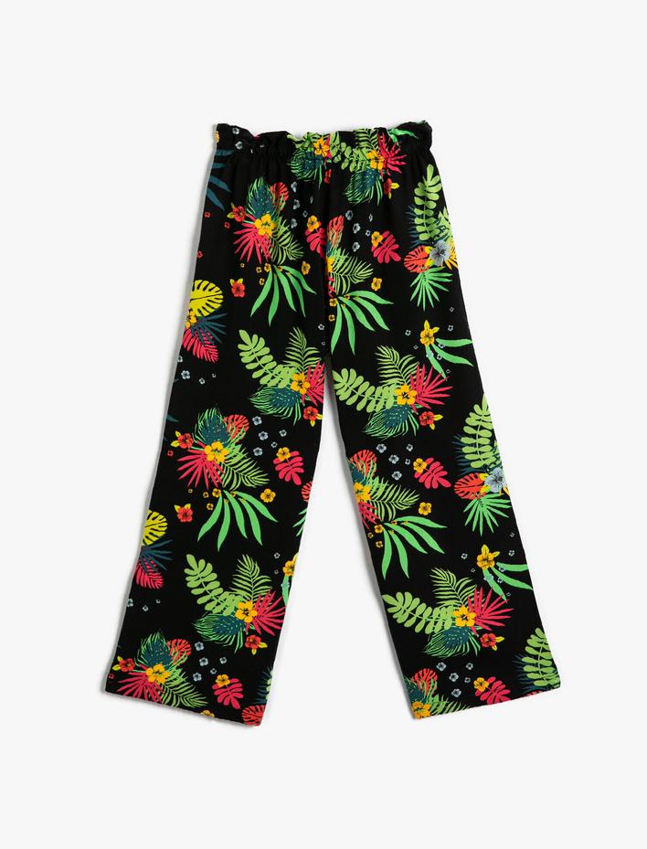 Kız Çocuk Geniş Paça Baskılı Pantolon