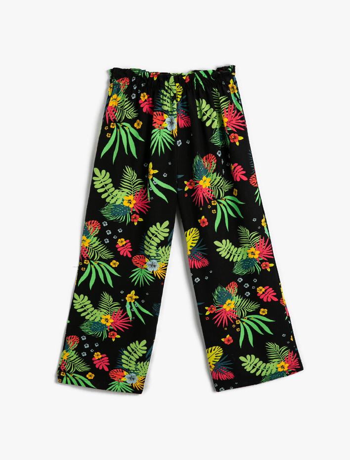 Kız Çocuk Geniş Paça Baskılı Pantolon