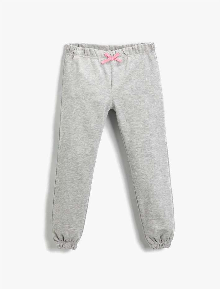 Kız Çocuk Basic Fiyonklu Jogger Eşofman Altı Pamuklu