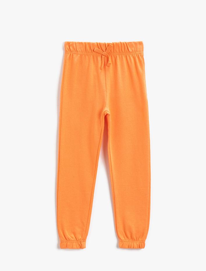 Kız Çocuk Basic Fiyonklu Jogger Eşofman Altı Pamuklu