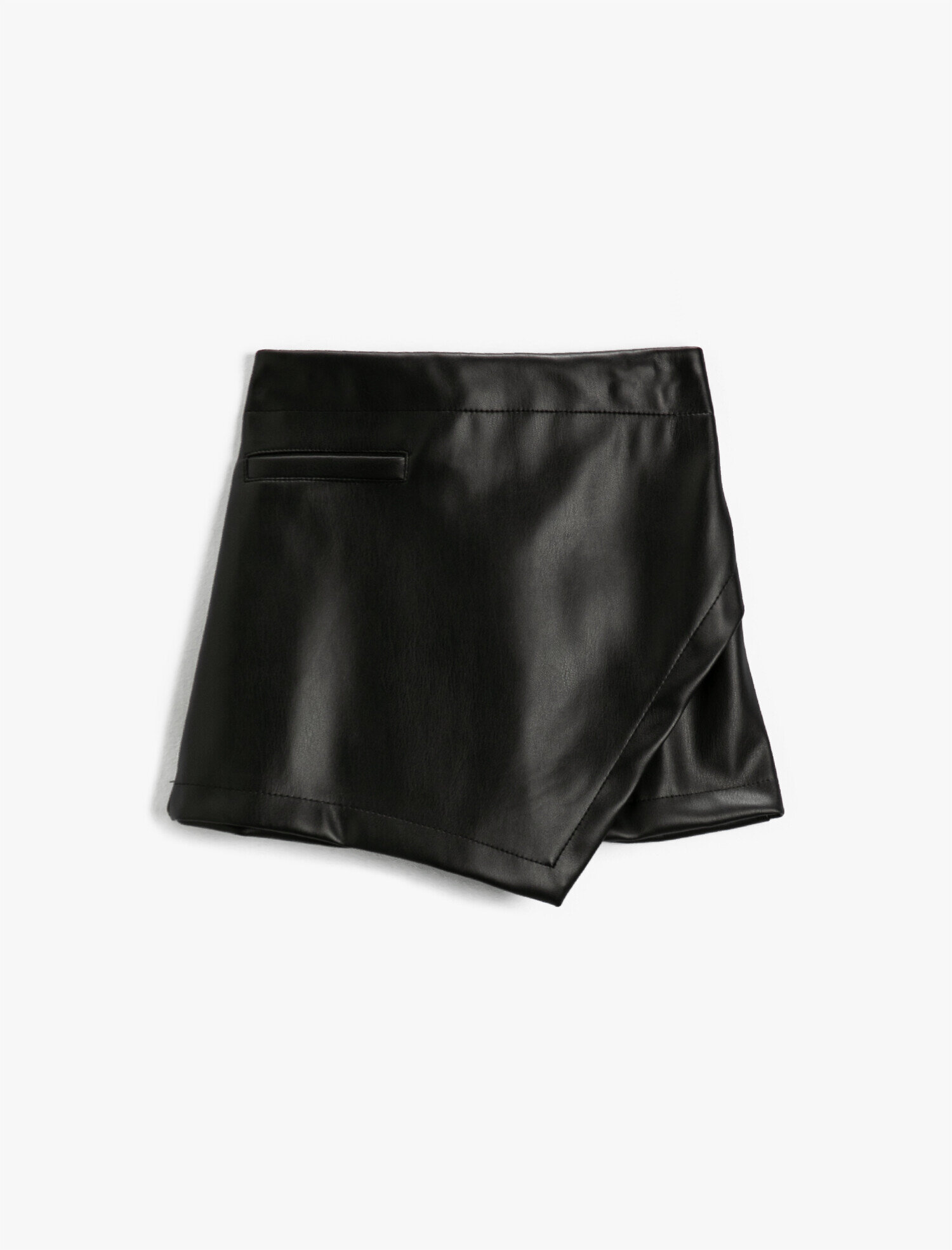  Kız Çocuk Mini Etek Asimetrik Kesim Suni Deri