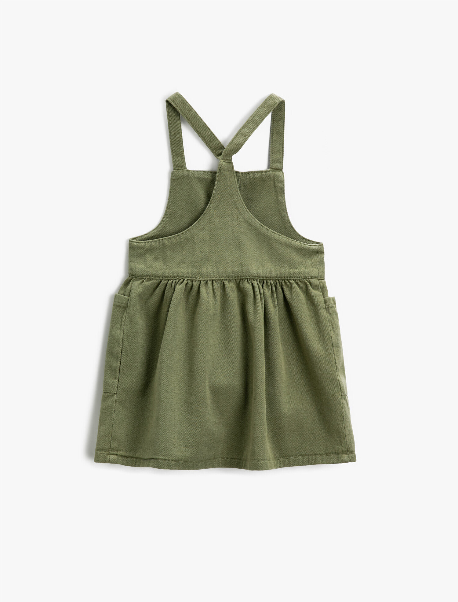  Kız Çocuk Salopet Kot Askılı Pamuklu Cepli Düğmeli