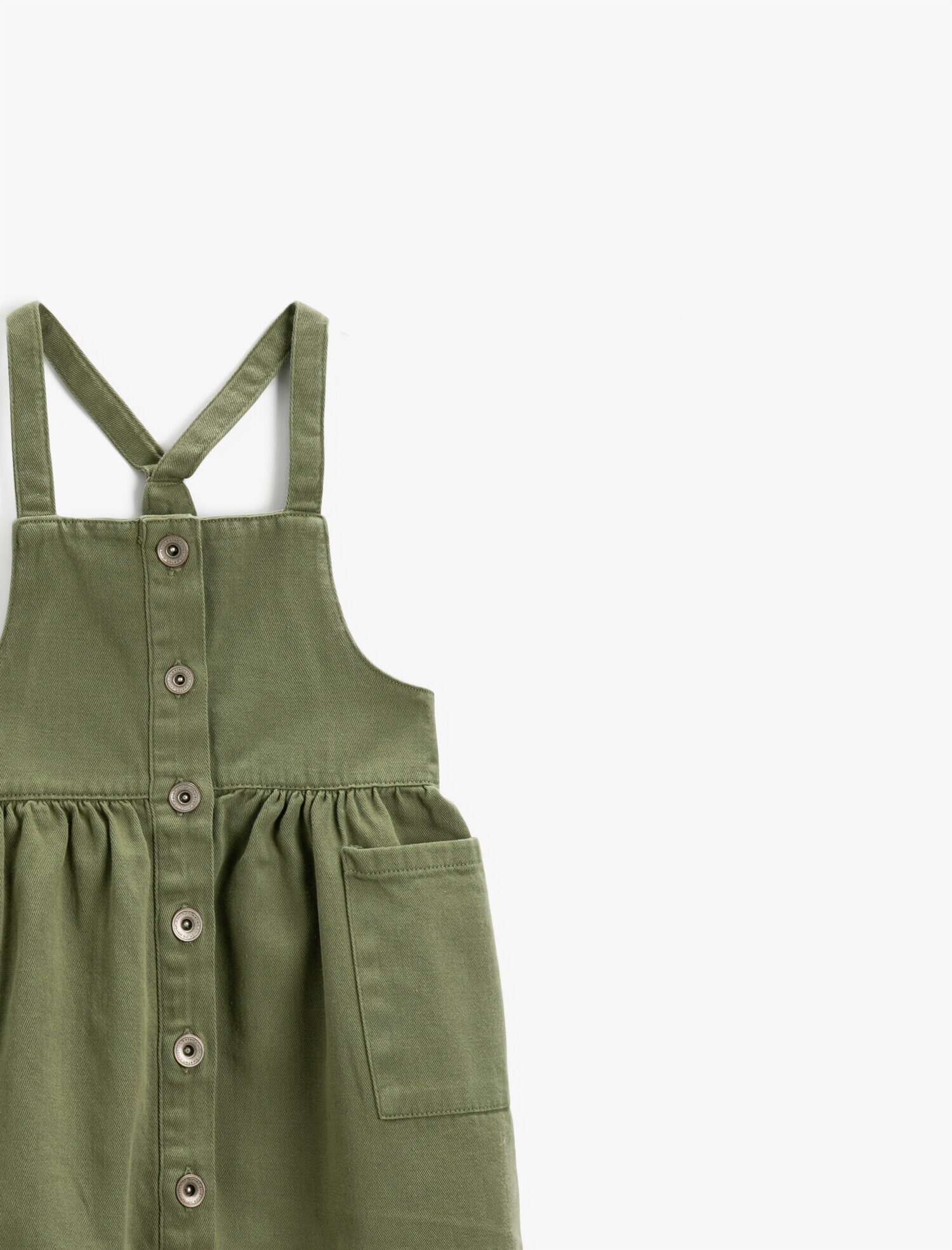  Kız Çocuk Salopet Kot Askılı Pamuklu Cepli Düğmeli