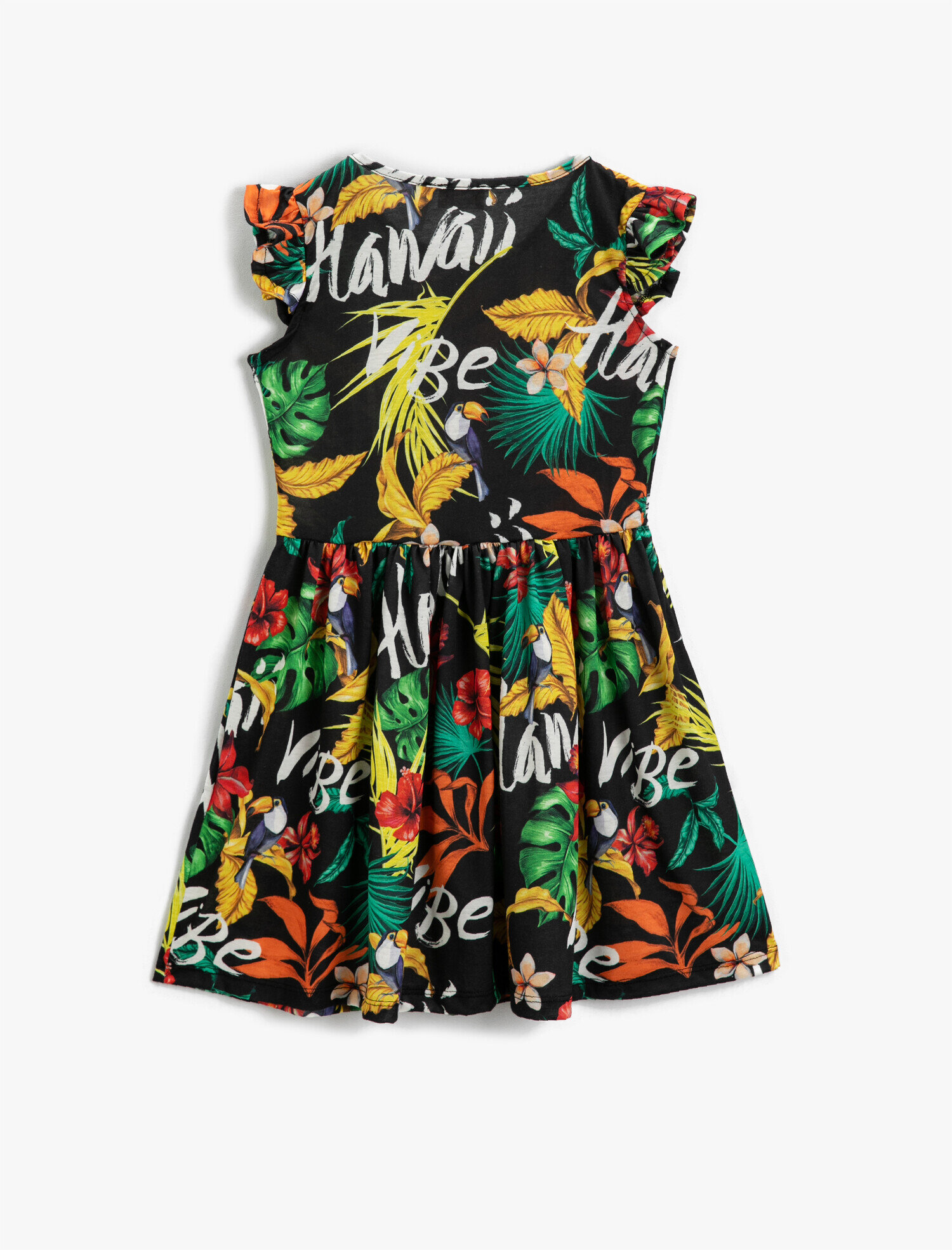  Kız Çocuk Elbise Çiçekli Kısa Kollu Bisiklet Yaka