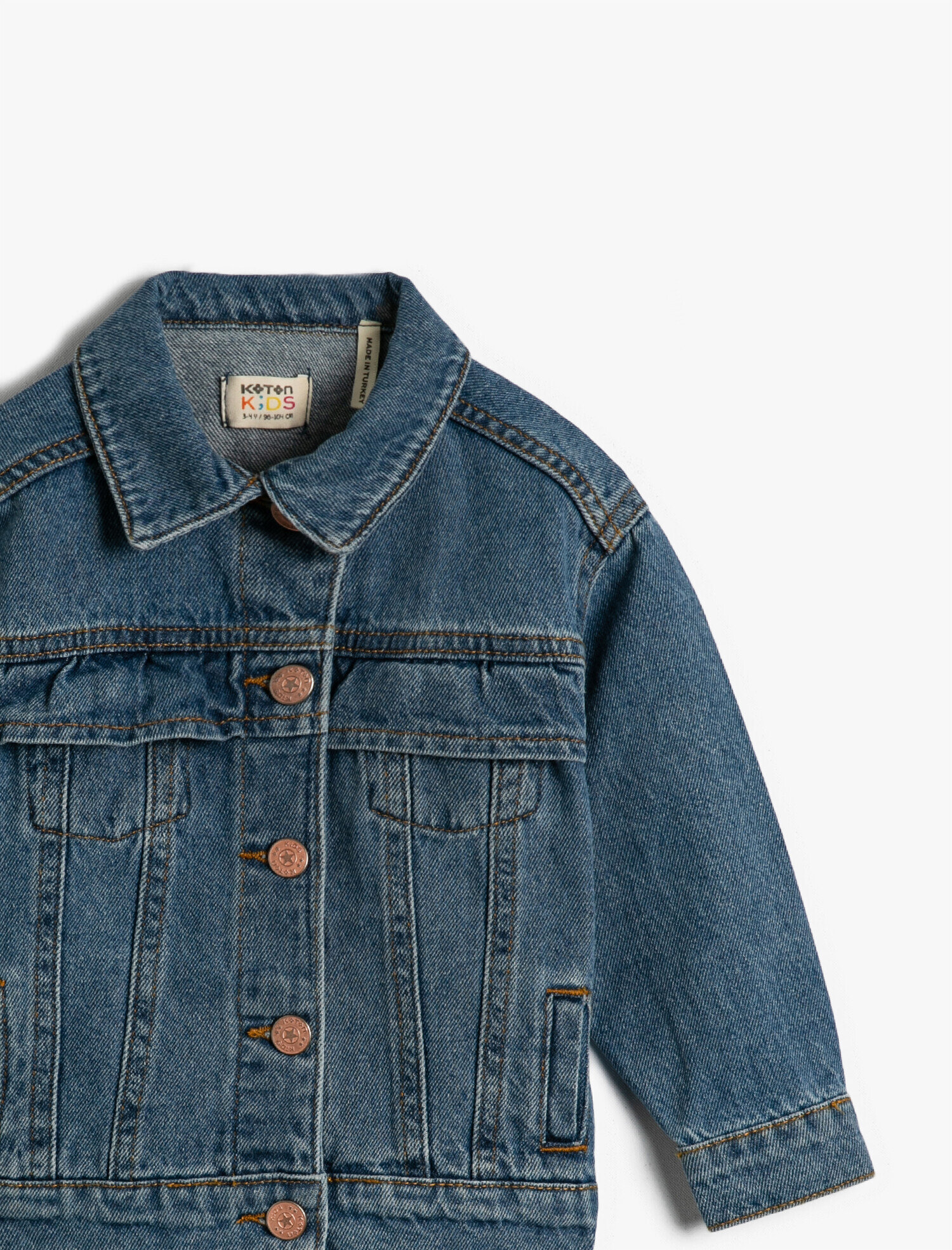  Kız Çocuk Uzun Kollu Kot Ceket Pamuklu