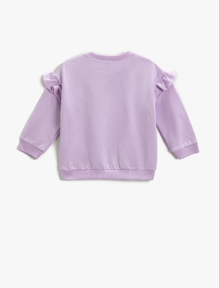 Kız Bebek Love Baskılı Fırfırlı Sweatshirt Pamuklu