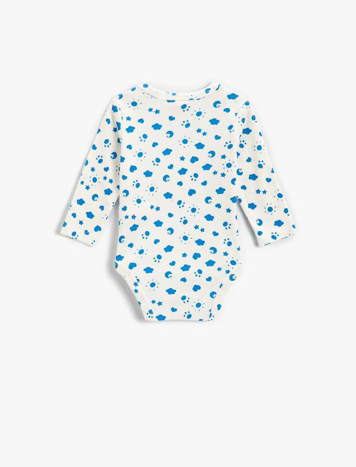 Erkek Bebek Baskılı Uzun Kollu Çıtçıtlı Body Pamuklu