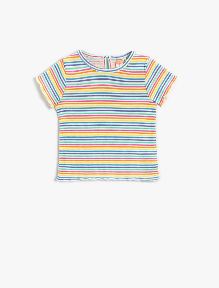 Kız Bebek Çizgili Kısa Kollu Tişört