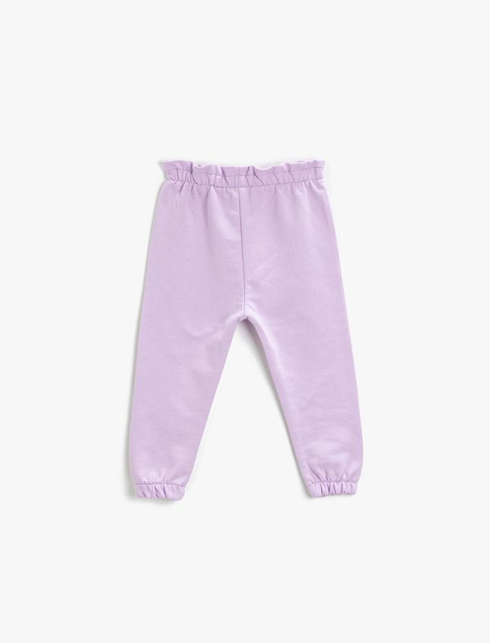 Kız Bebek Beli Fırfırlı Jogger Eşofman Altı Pamuklu