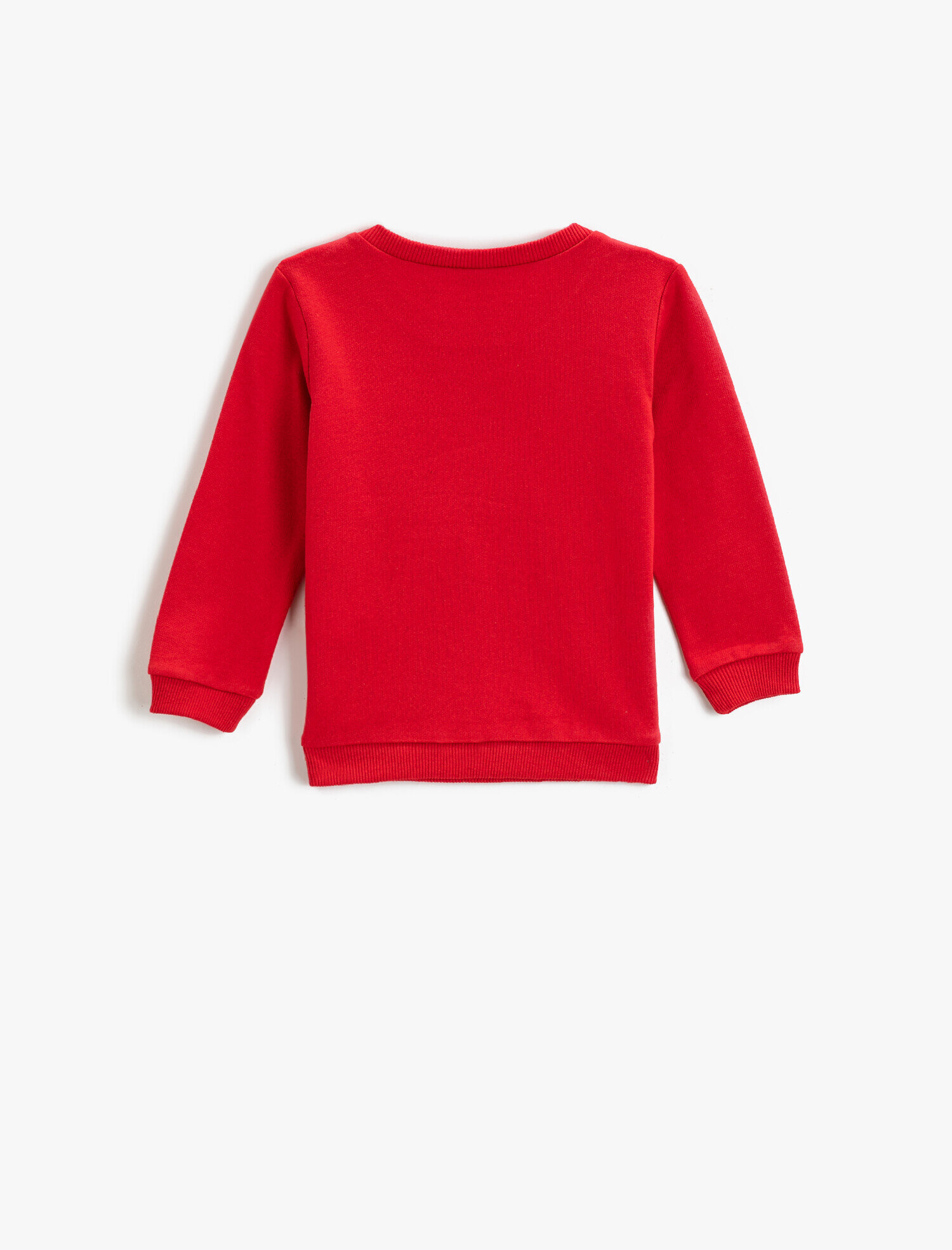 Kırmızı Erkek Bebek Yazı Baskılı Bisiklet Yaka Sweatshirt Pamuklu
