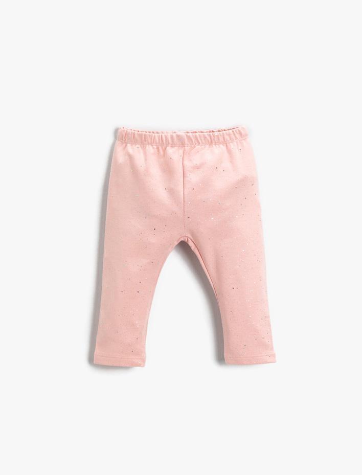 Kız Bebek Parlak Tayt Pamuklu Beli Lastikli