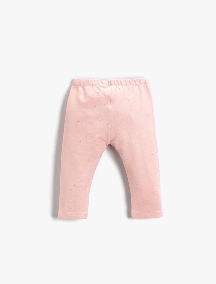 Kız Bebek Parlak Tayt Pamuklu Beli Lastikli