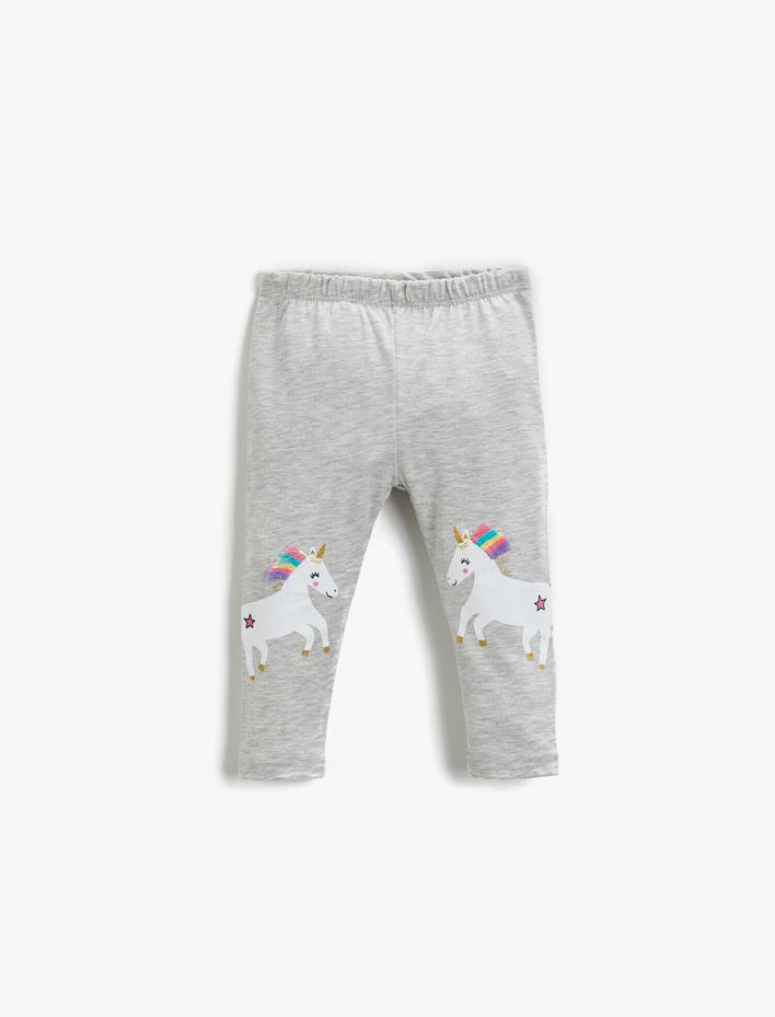 Kız Bebek Unicorn Baskılı Tayt