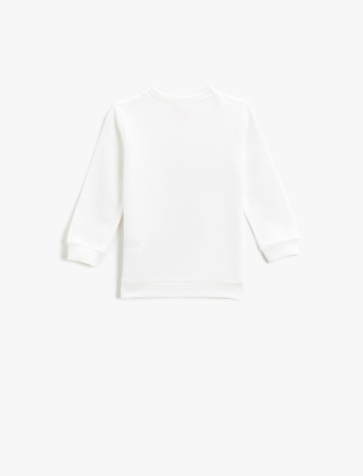 Erkek Bebek Dinozor Baskılı Sweatshirt Bisiklet Yaka Pamuklu