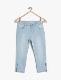 Kot Pantolon Pamuklu Paçaları Fermuar Detaylı - Skinny Jean