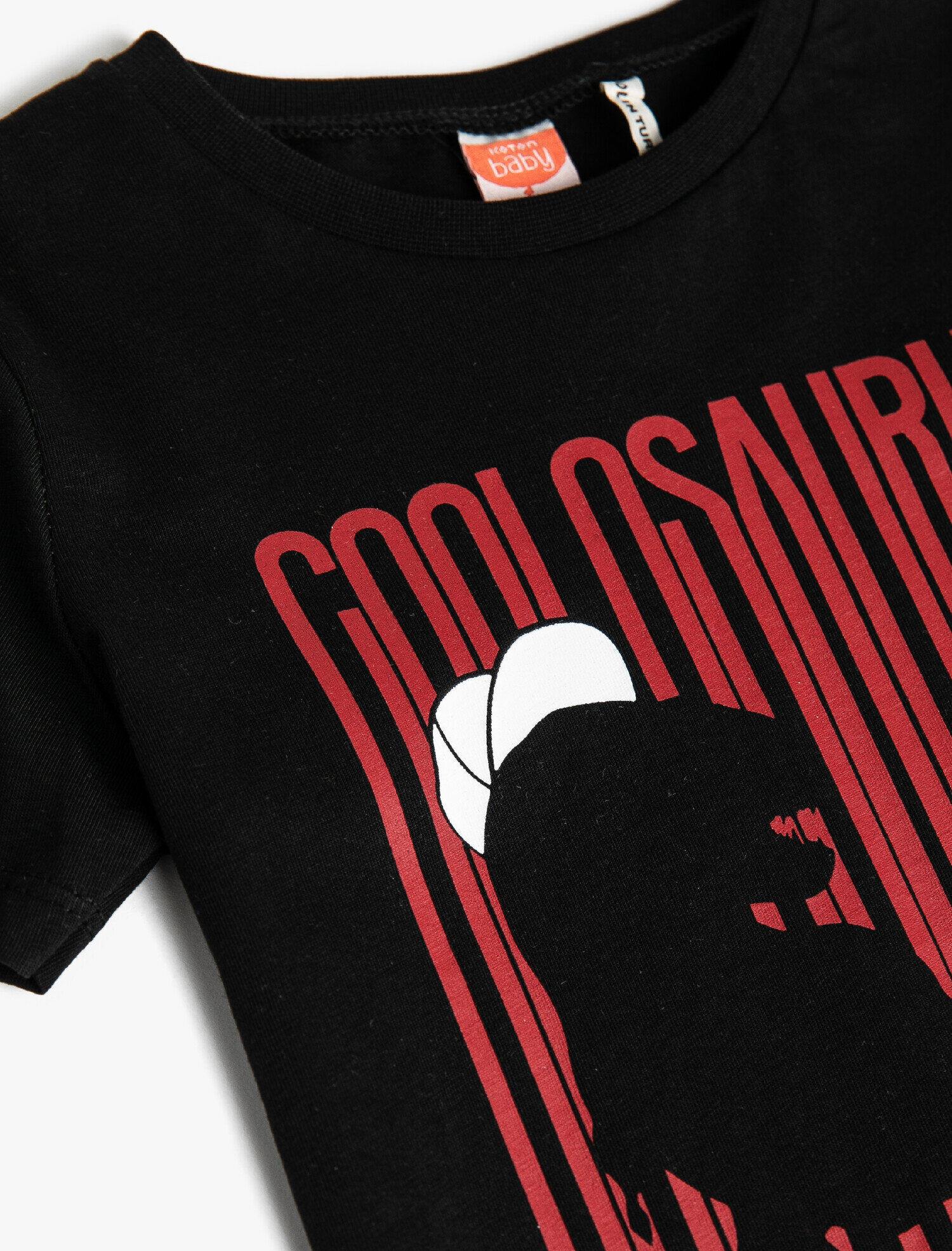  Erkek Bebek Dinozor Baskılı Kısa Kollu Tişört Pamuklu