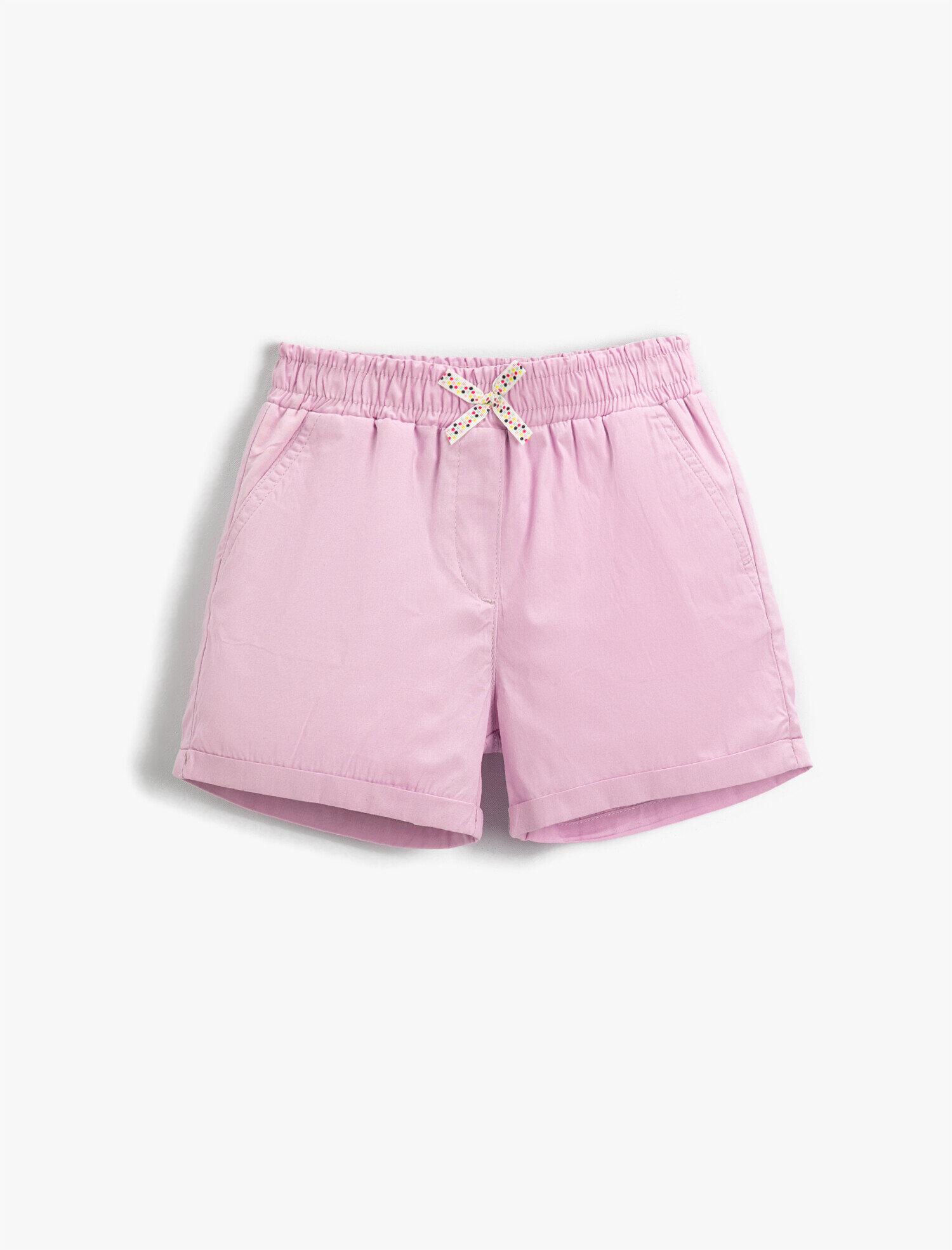  Kız Çocuk Basic Fiyonklu Şort Pamuklu